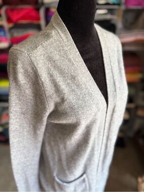 Soft Gray Ladies Open Cashmere Cardigan, S